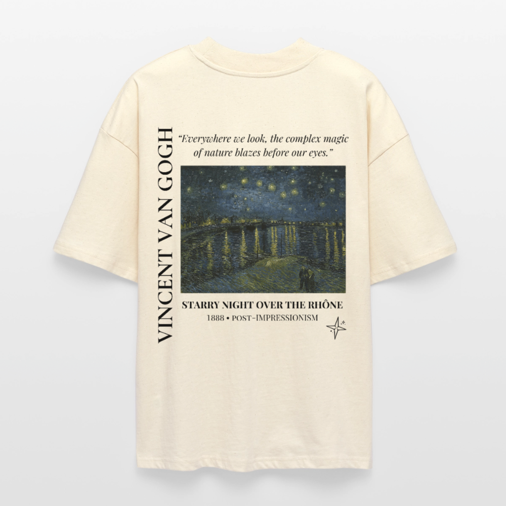 STARRY NIGHT OVER THE RHONE Oversized Unisex Organic T-shirt - Bright - soft Ecru