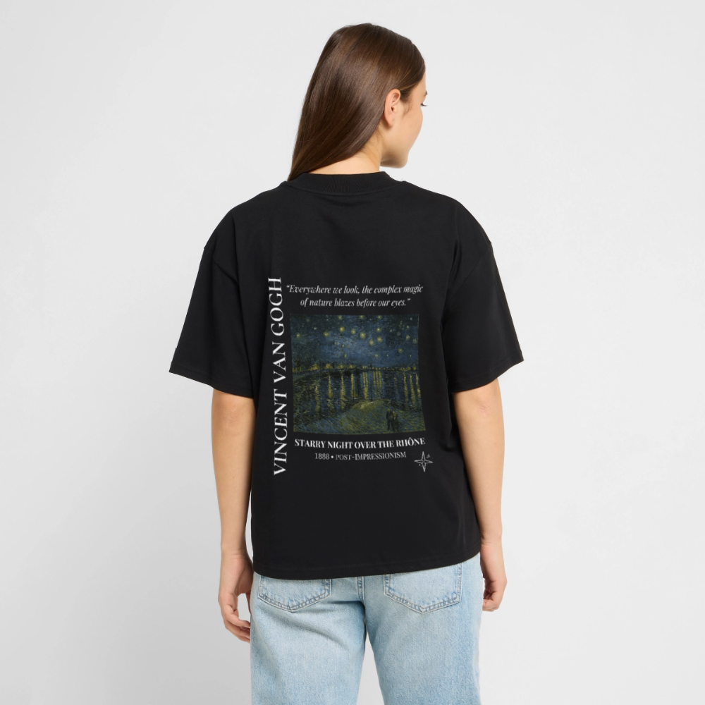 STARRY NIGHT OVER THE RHÔNE Oversized Unisex Organic T-shirt - Dark - black