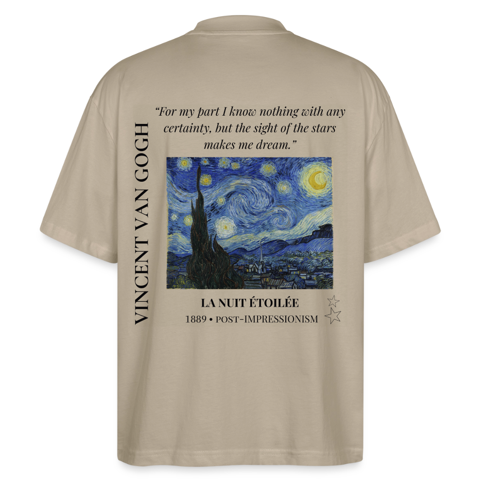 LA NUIT ÉTOILÉE Oversized Unisex Organic T-shirt - Bright - stone