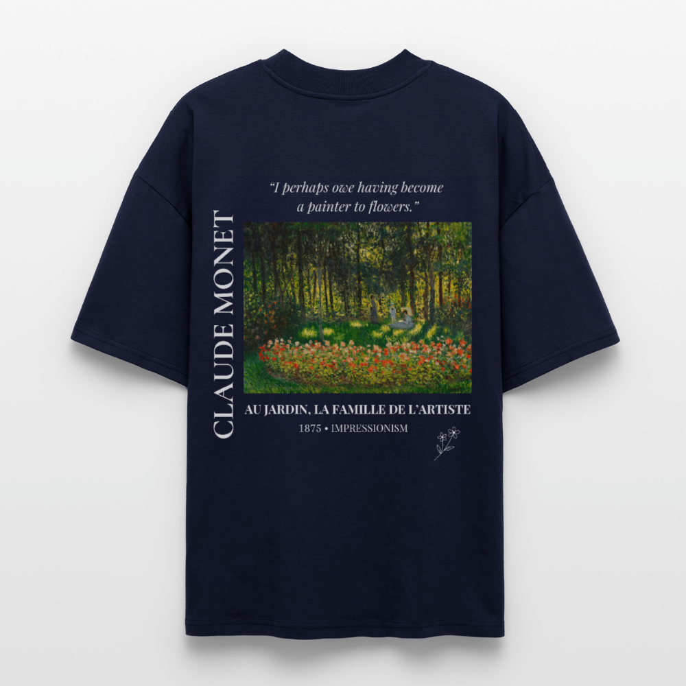AU JARDIN, LA FAMILLE DE L’ARTISTE Oversized Unisex Organic T-shirt - Dark - Navy
