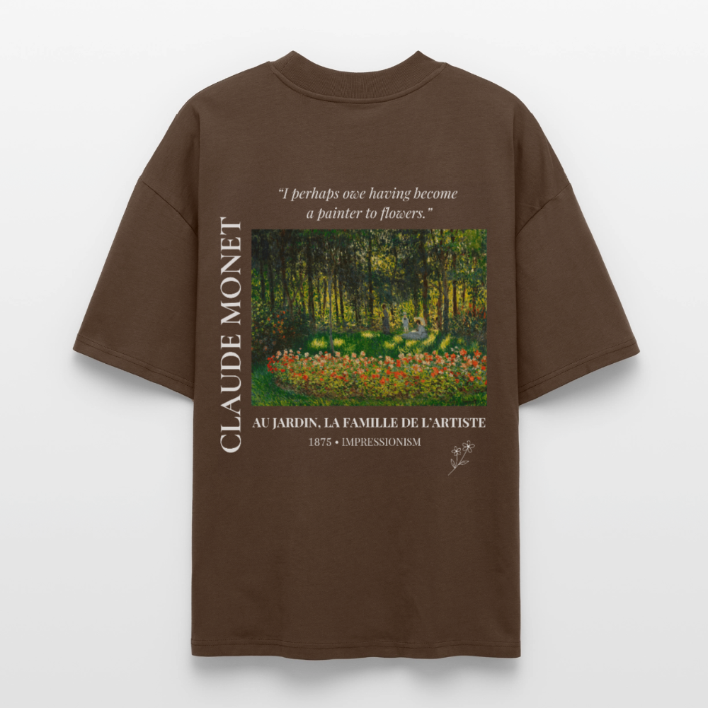 AU JARDIN, LA FAMILLE DE L’ARTISTE Oversized Unisex Organic T-shirt - Dark - Dunkelbraun