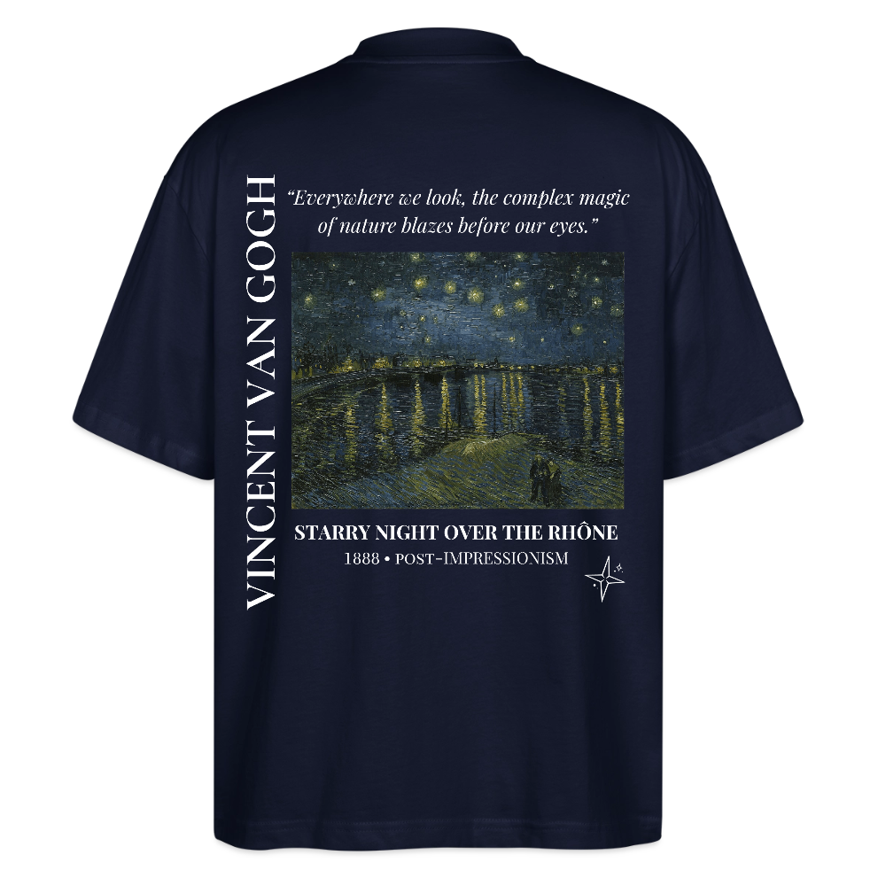 STARRY NIGHT OVER THE RHÔNE Oversized Unisex Organic T-shirt - Dark - navy