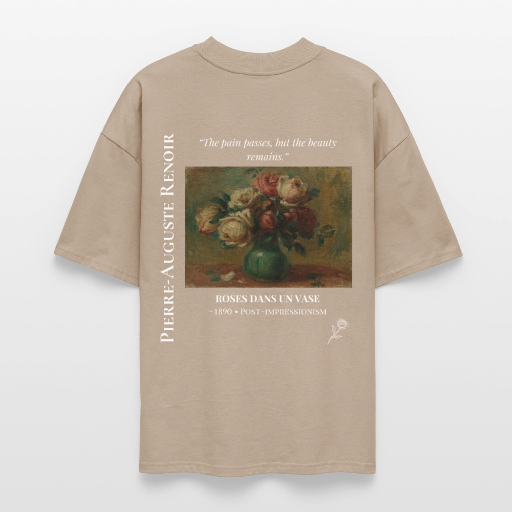 ROSES DANS UN VASE Oversized Unisex Organic T-shirt - Dark - stone