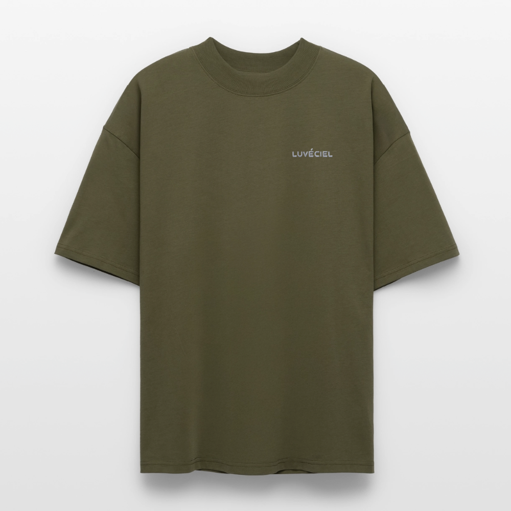 AU JARDIN, LA FAMILLE DE L’ARTISTE Oversized Unisex Organic T-shirt - Dark - Khaki