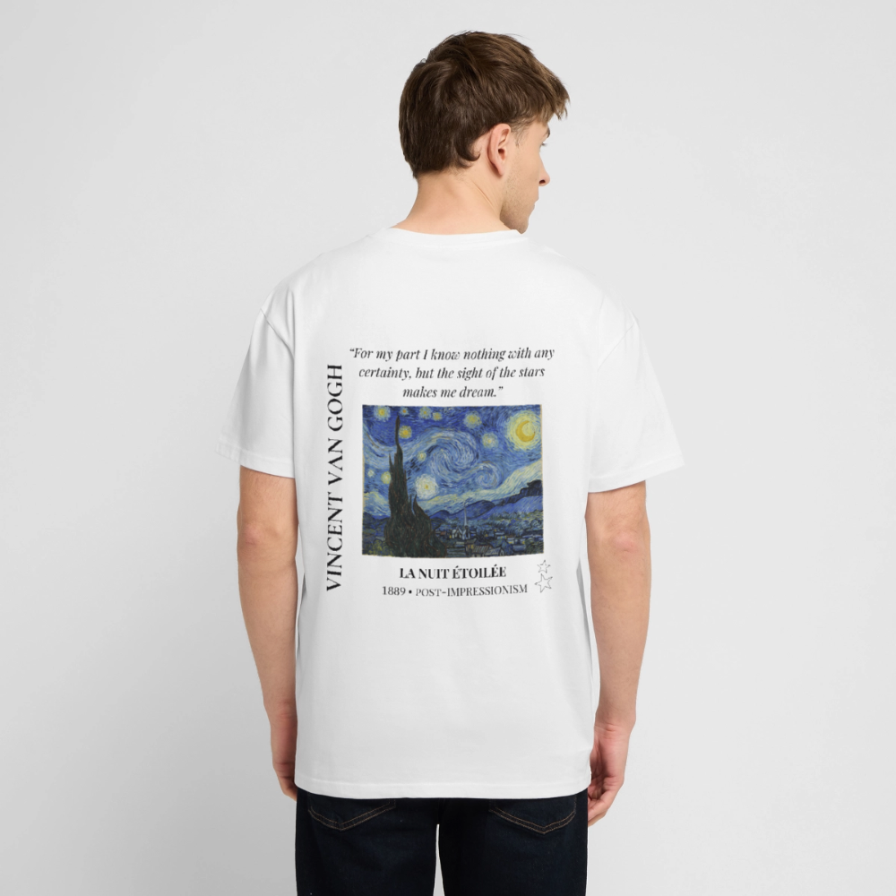 LA NUIT ÉTOILÉE Oversized Unisex Organic T-shirt - Bright - white