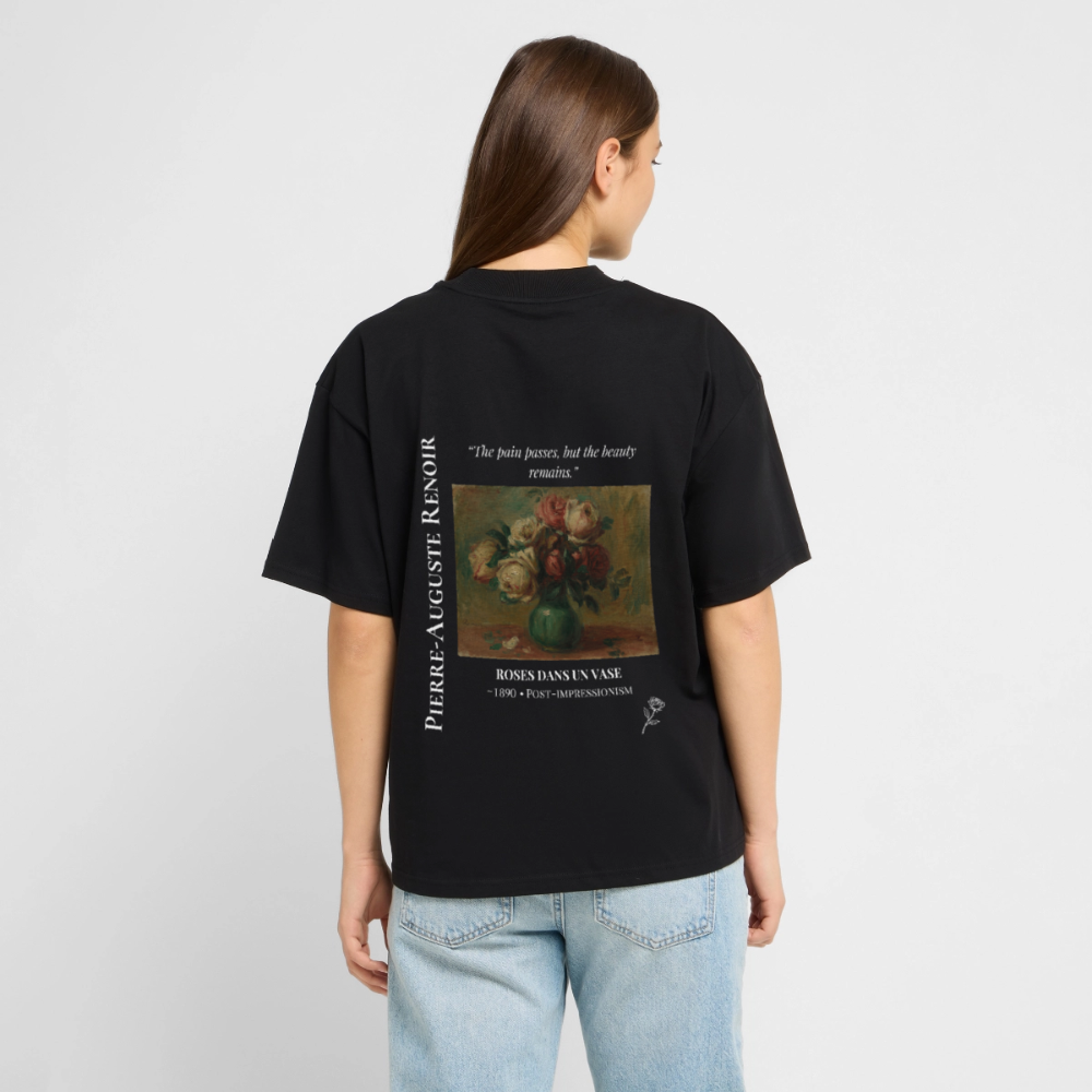 ROSES DANS UN VASE Oversized Unisex Organic T-shirt - Dark - black