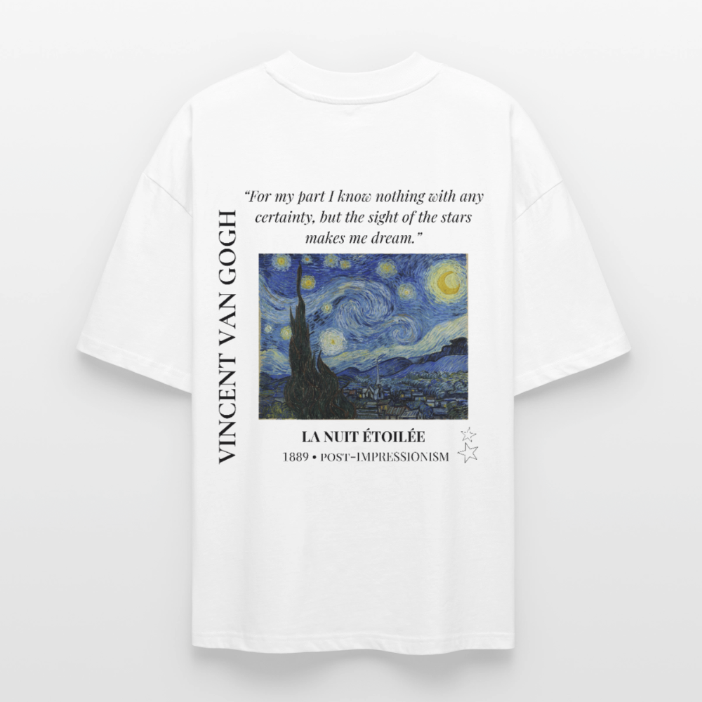 LA NUIT ÉTOILÉE Oversized Unisex Organic T-shirt - Bright - white