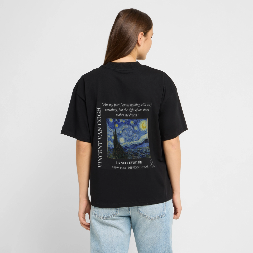 LA NUIT ÉTOILÉE Oversized Unisex Organic T-shirt - Dark - black