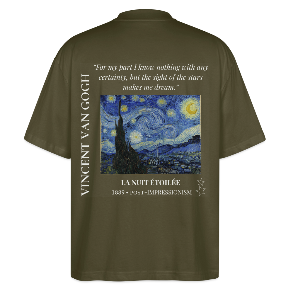 LA NUIT ÉTOILÉE Oversized Unisex Organic T-shirt - Dark - khaki