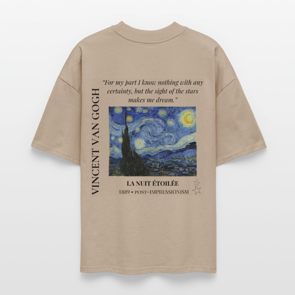 LA NUIT ÉTOILÉE Oversized Unisex Organic T-shirt - Bright - stone