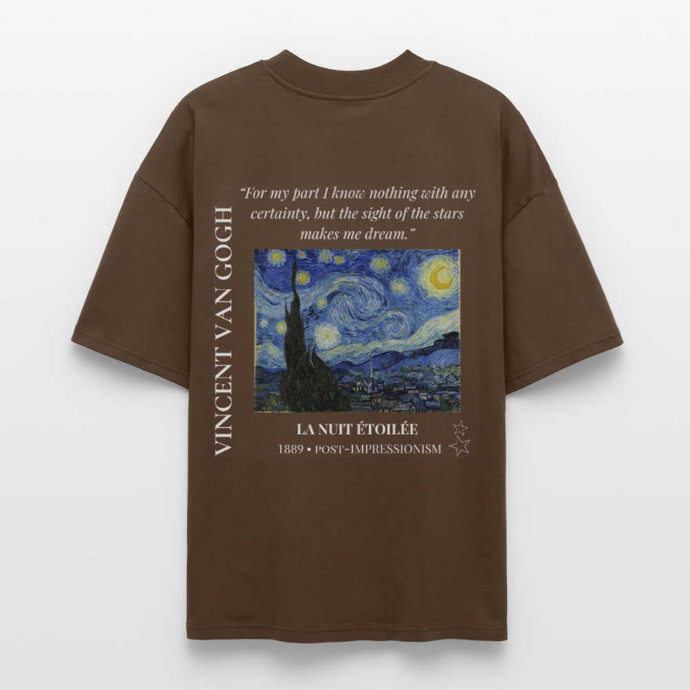 LA NUIT ÉTOILÉE Oversized Unisex Organic T-shirt - Dark - mocha