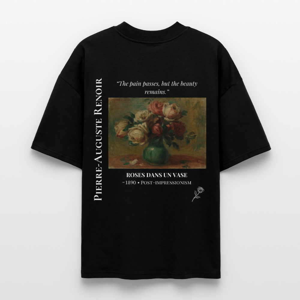 ROSES DANS UN VASE Oversized Unisex Organic T-shirt - Dark - black