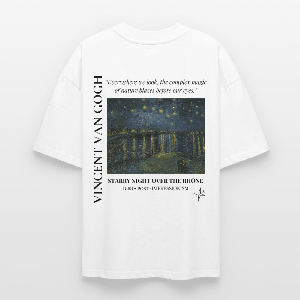 STARRY NIGHT OVER THE RHONE Oversized Unisex Organic T-shirt - Bright - white