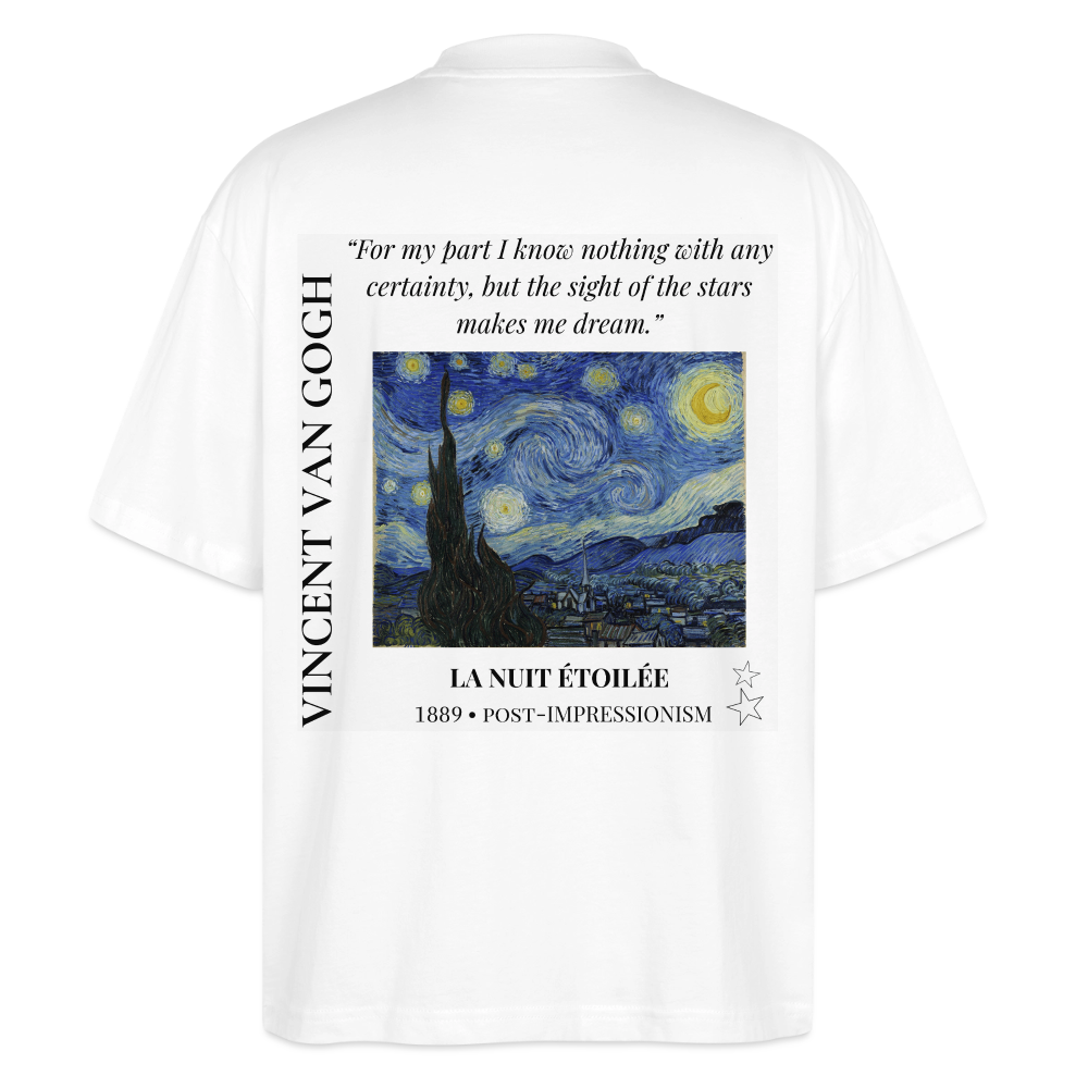 LA NUIT ÉTOILÉE Oversized Unisex Organic T-shirt - Bright - white