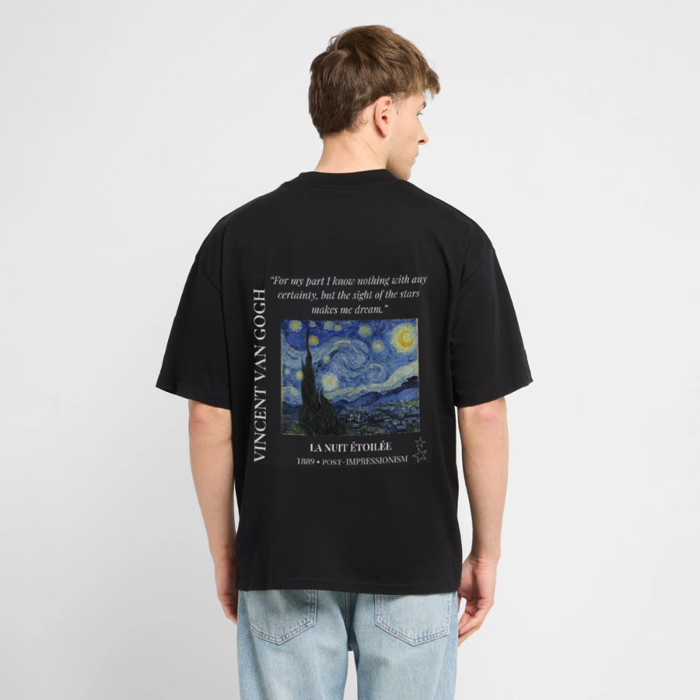 LA NUIT ÉTOILÉE Oversized Unisex Organic T-shirt - Dark - black
