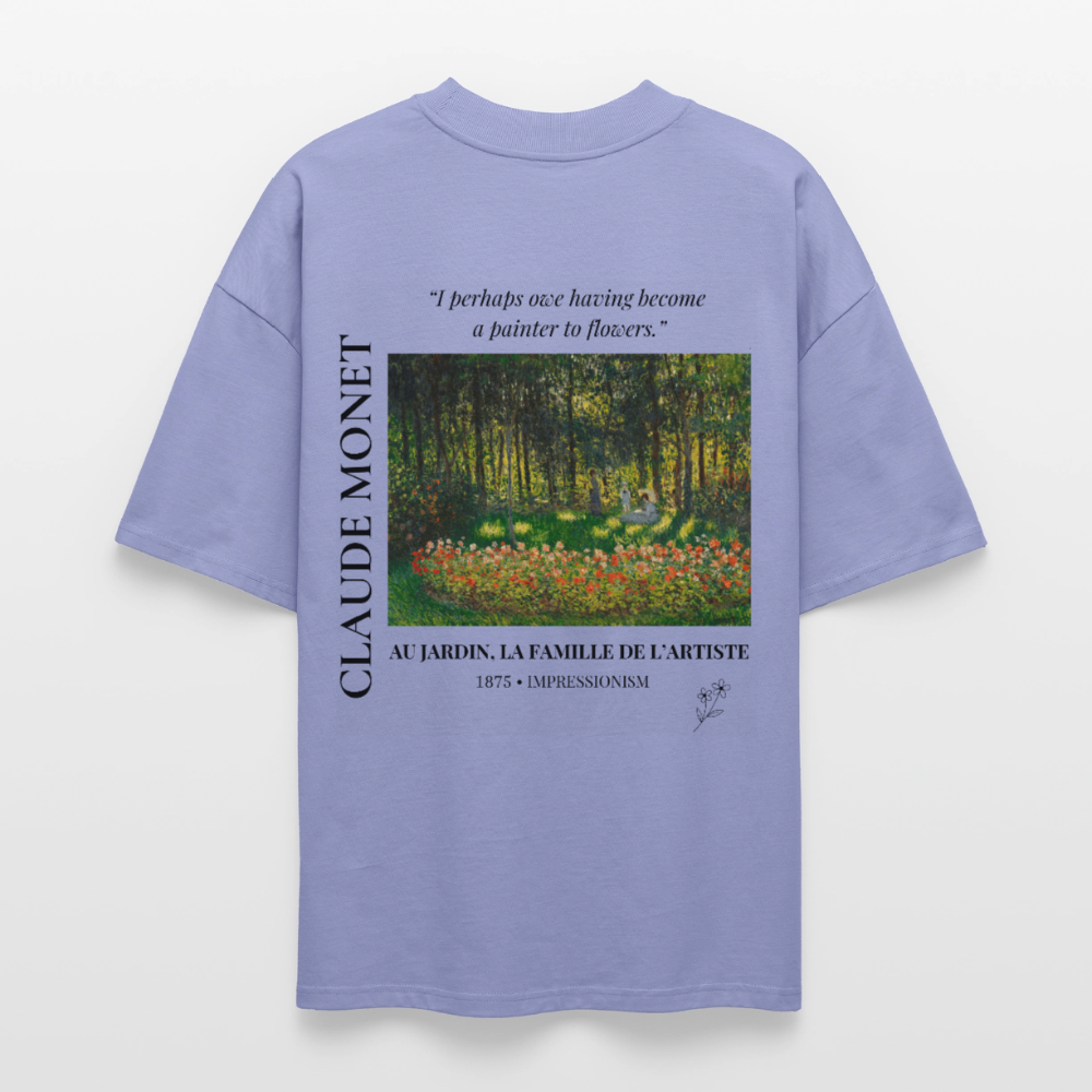 AU JARDIN, LA FAMILLE DE L’ARTISTE Oversized Unisex Organic T-shirt - Bright - Violett