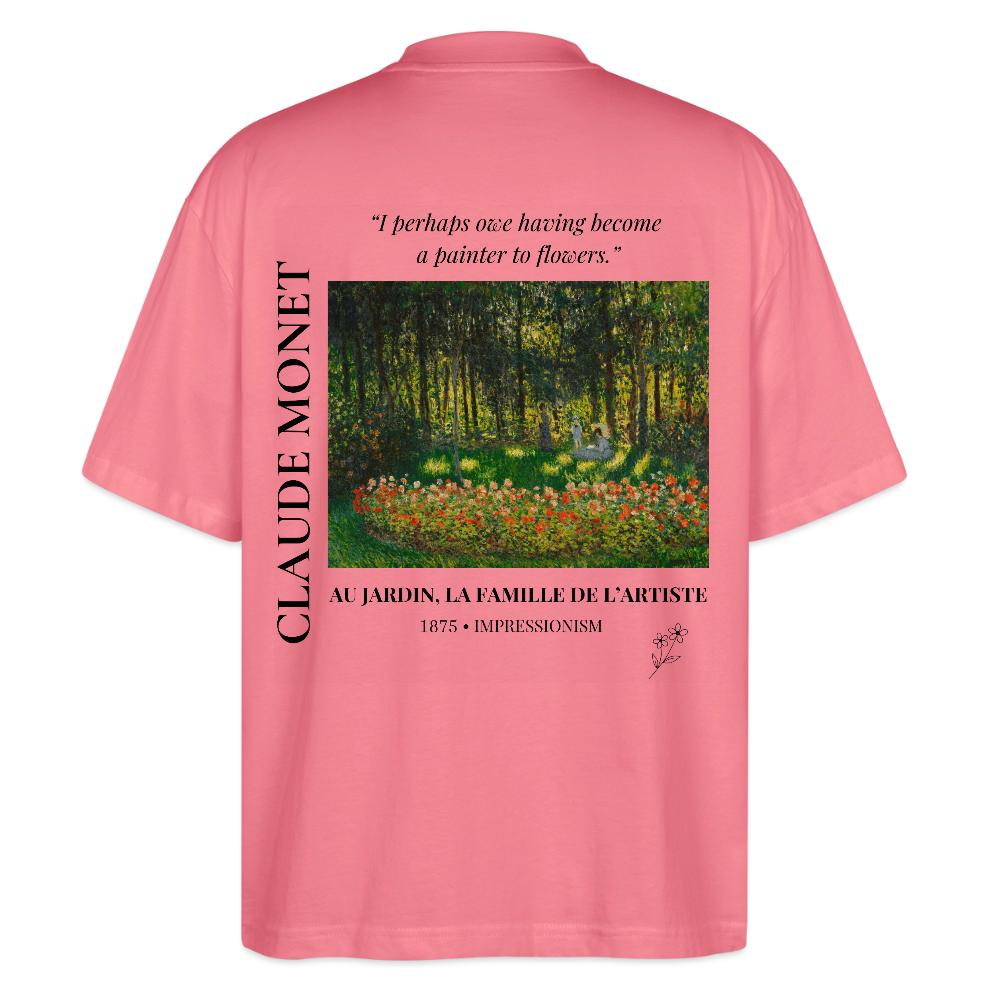 AU JARDIN, LA FAMILLE DE L’ARTISTE Oversized Unisex Organic T-shirt - Bright - Pink 