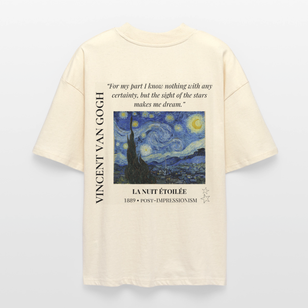 LA NUIT ÉTOILÉE Oversized Unisex Organic T-shirt - Bright - soft Ecru