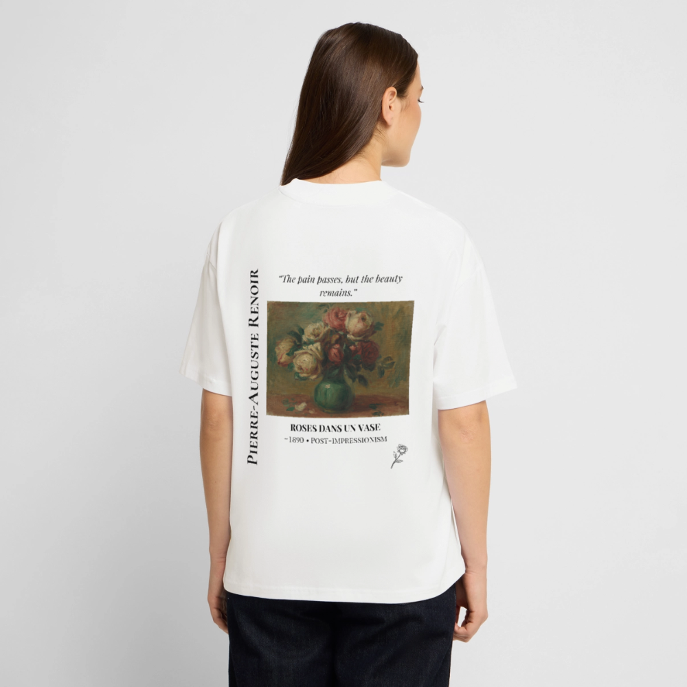 ROSES DANS UN VASE Oversized Unisex Organic T-shirt - Bright - white