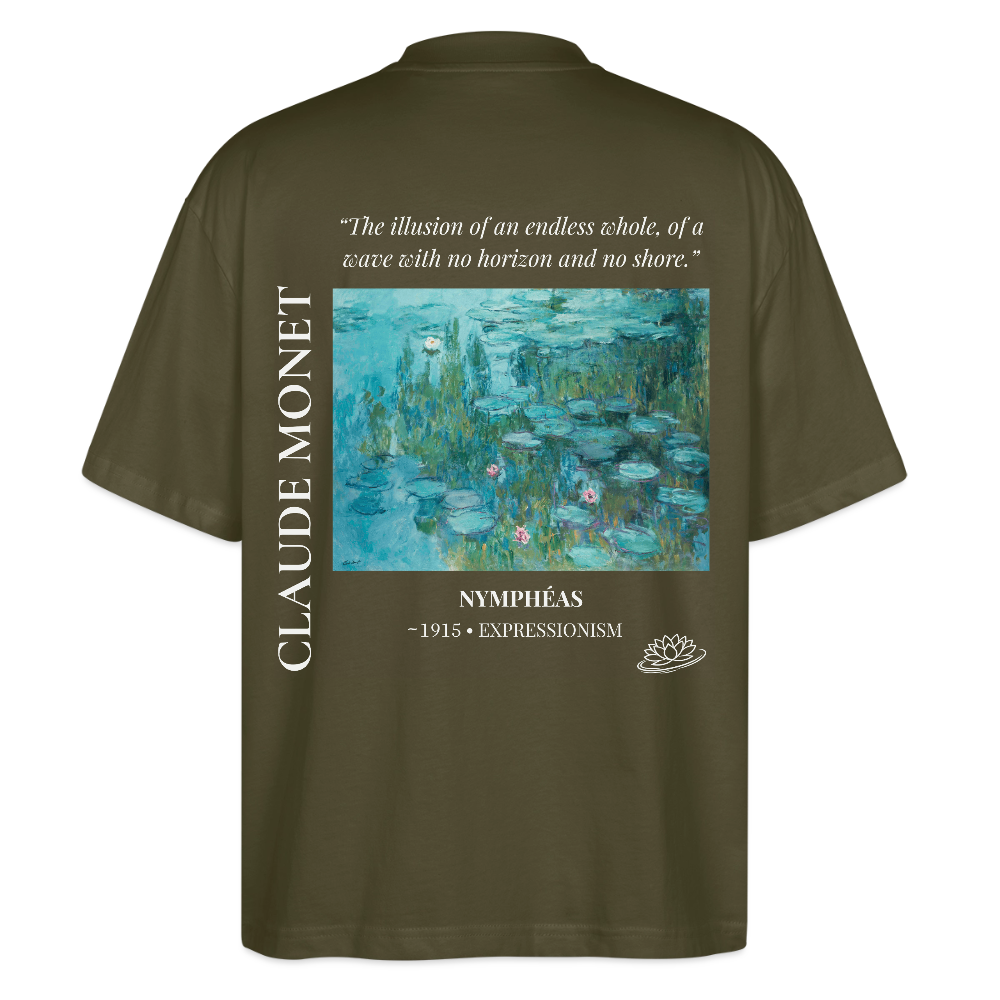 NYMPHÉAS Oversized Unisex Organic T-shirt - Dark - khaki
