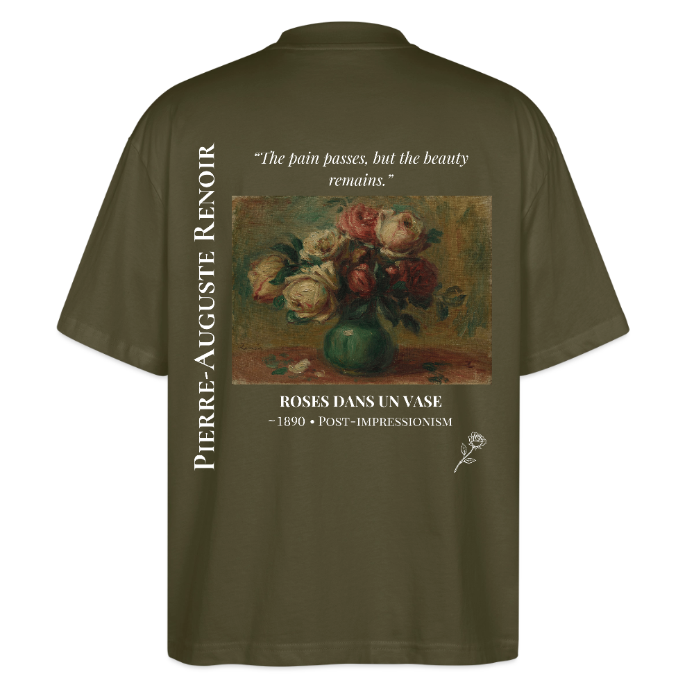ROSES DANS UN VASE Oversized Unisex Organic T-shirt - Dark - khaki