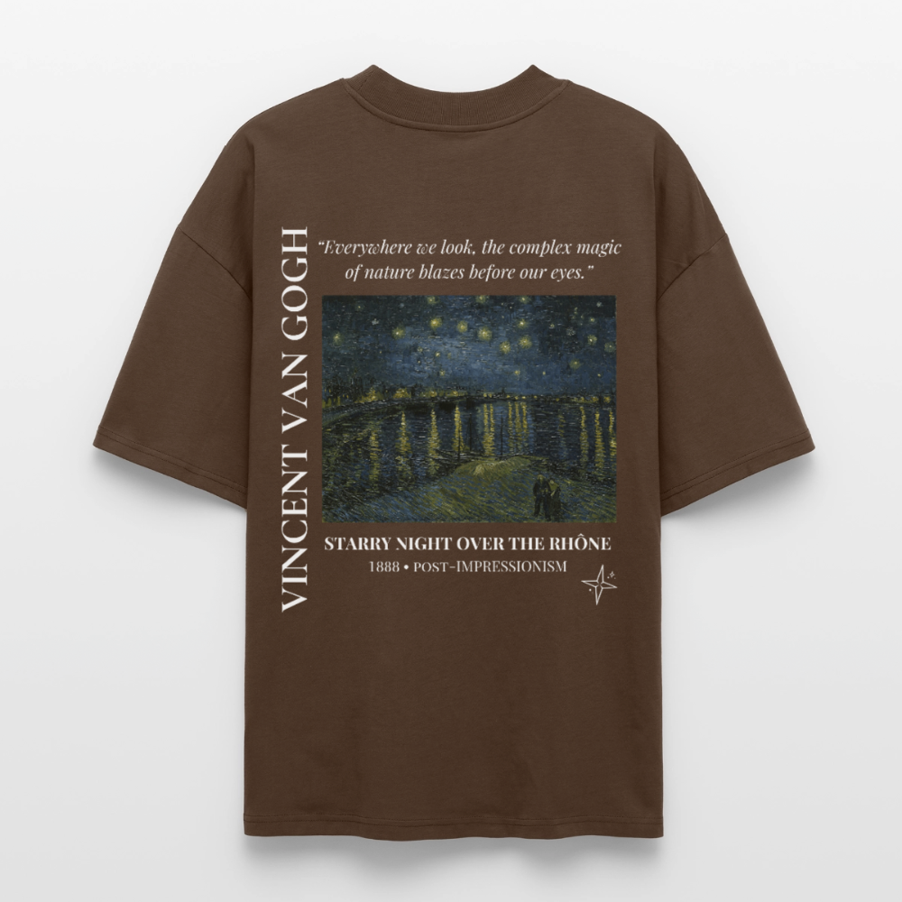STARRY NIGHT OVER THE RHÔNE Oversized Unisex Organic T-shirt - Dark - mocha