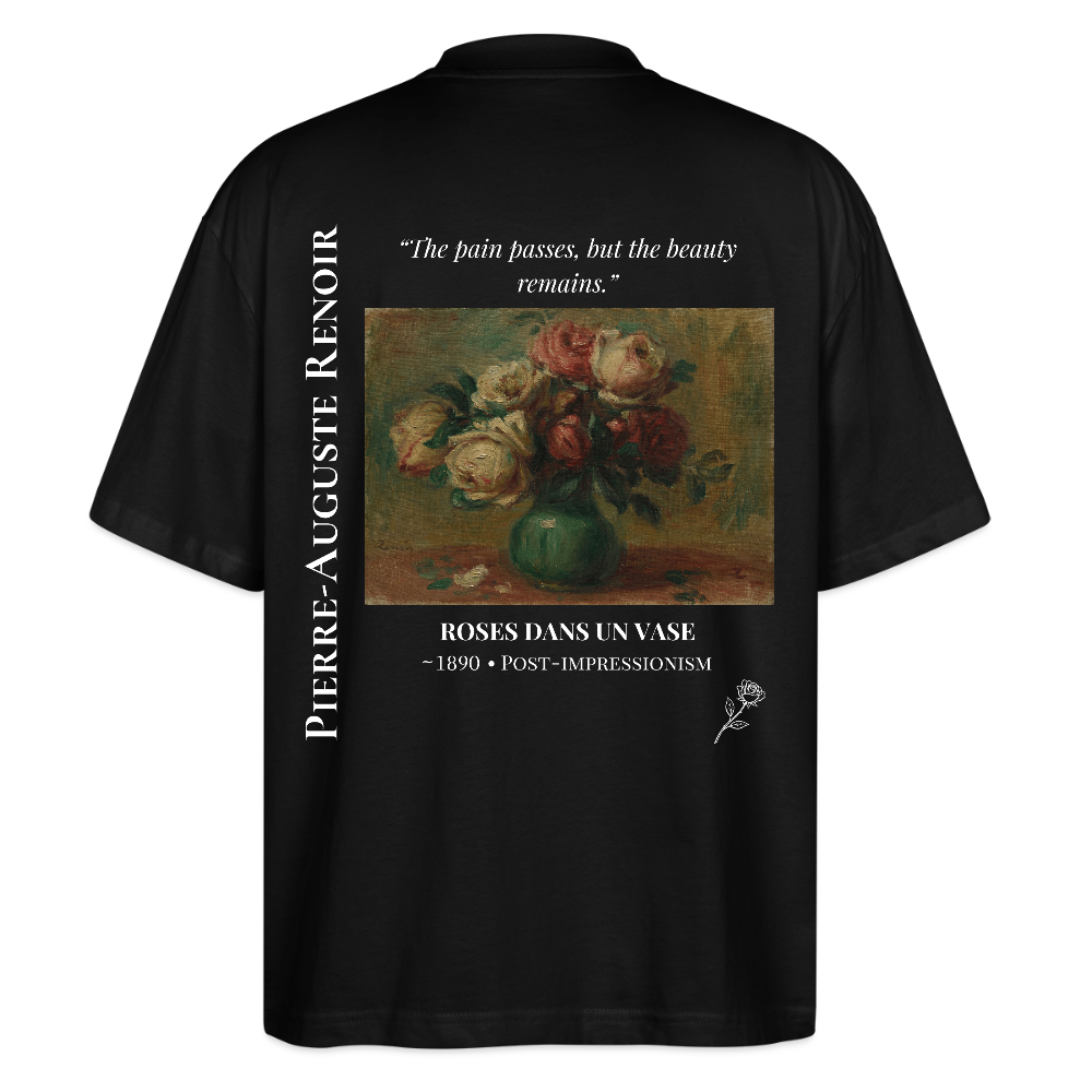 ROSES DANS UN VASE Oversized Unisex Organic T-shirt - Dark - black