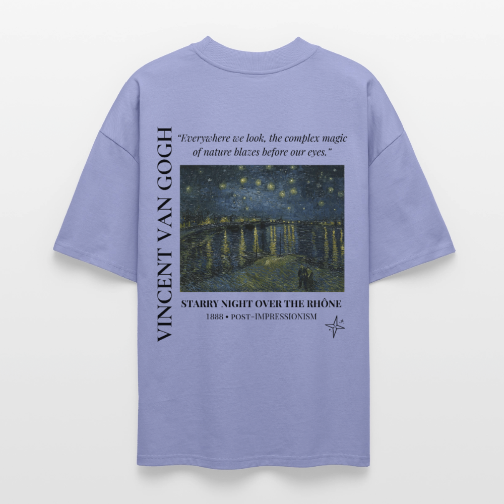 STARRY NIGHT OVER THE RHONE Oversized Unisex Organic T-shirt - Bright - violet