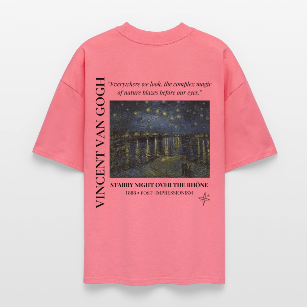 STARRY NIGHT OVER THE RHONE Oversized Unisex Organic T-shirt - Bright - pink joy 