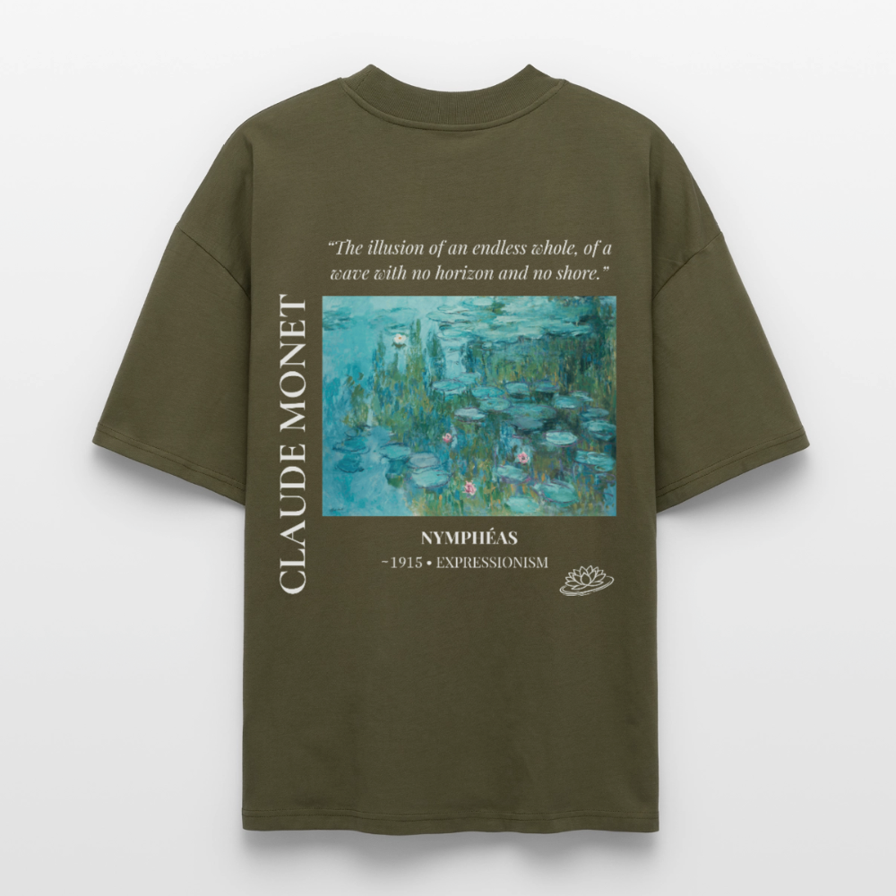 NYMPHÉAS Oversized Unisex Organic T-shirt - Dark - khaki