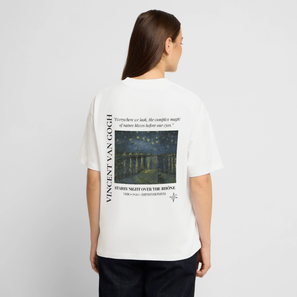 STARRY NIGHT OVER THE RHONE Oversized Unisex Organic T-shirt - Bright - white