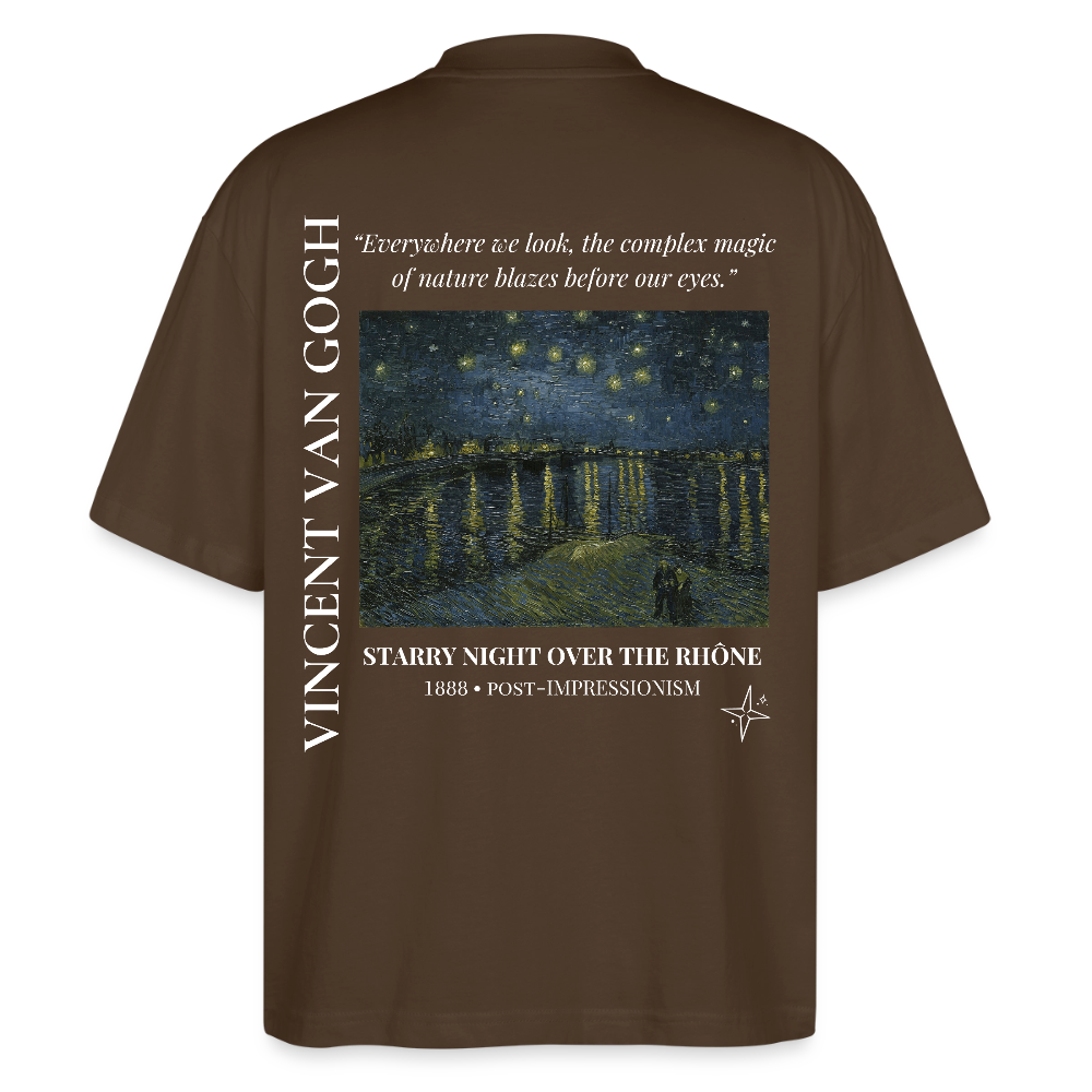 STARRY NIGHT OVER THE RHÔNE Oversized Unisex Organic T-shirt - Dark - mocha
