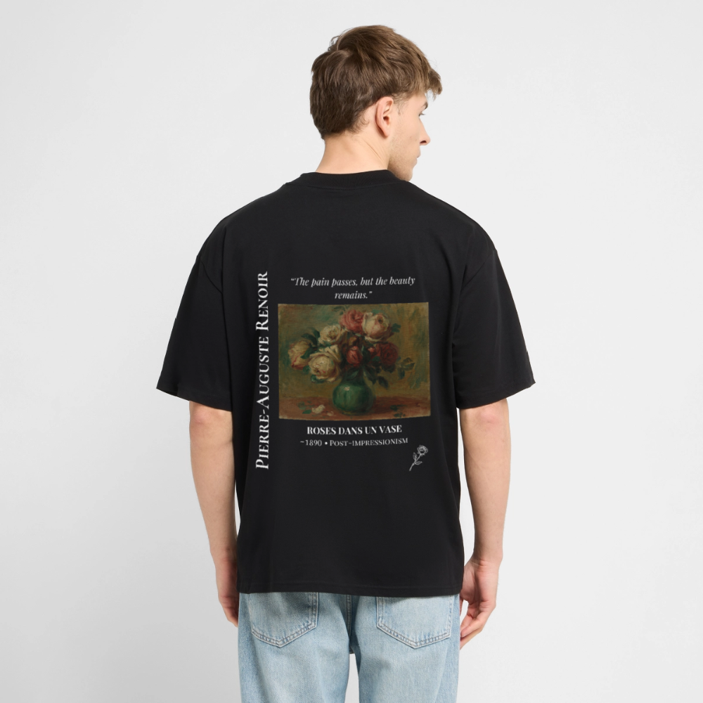 ROSES DANS UN VASE Oversized Unisex Organic T-shirt - Dark - black