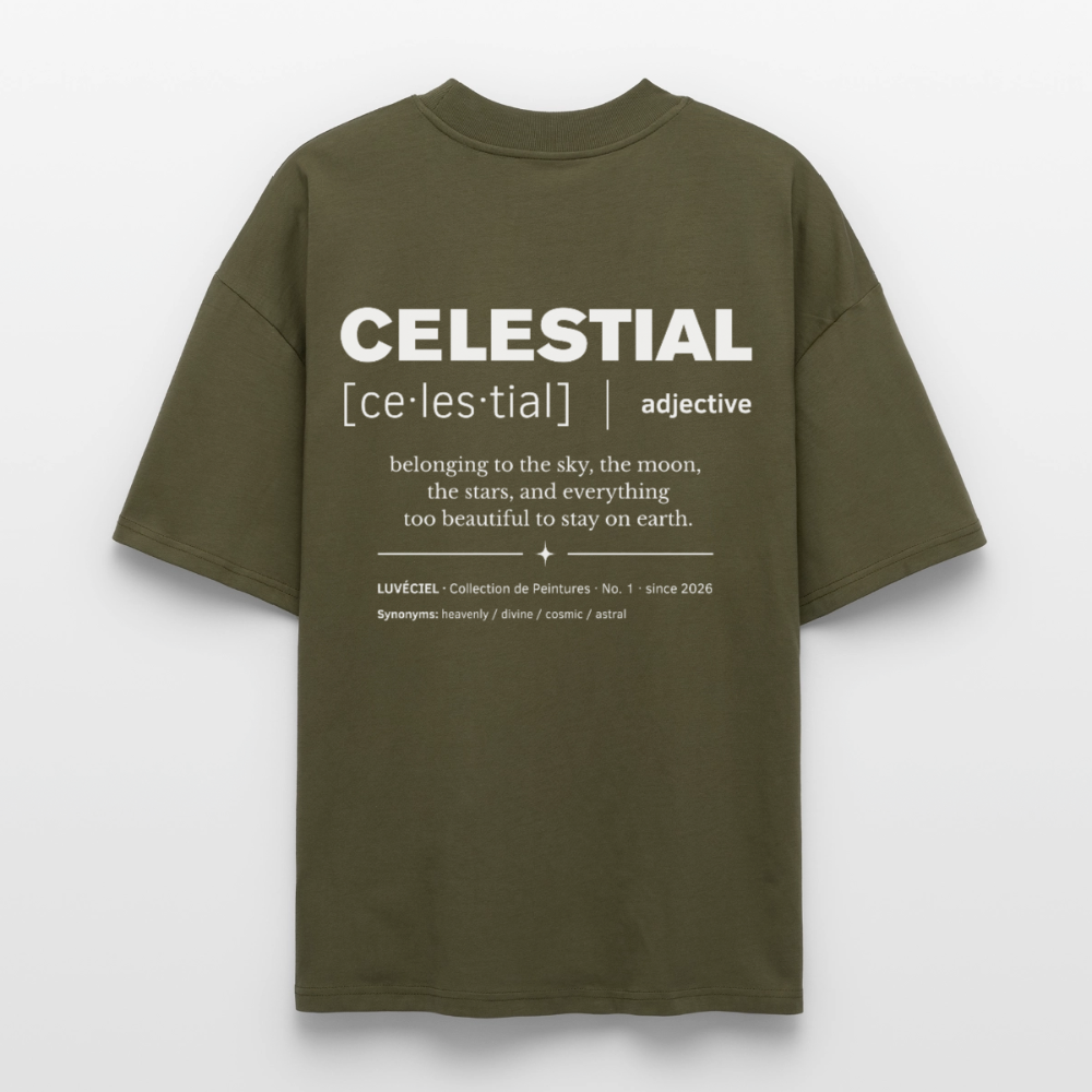 CELESTIAL Oversized Unisex Organic T-shirt - Dark - khaki