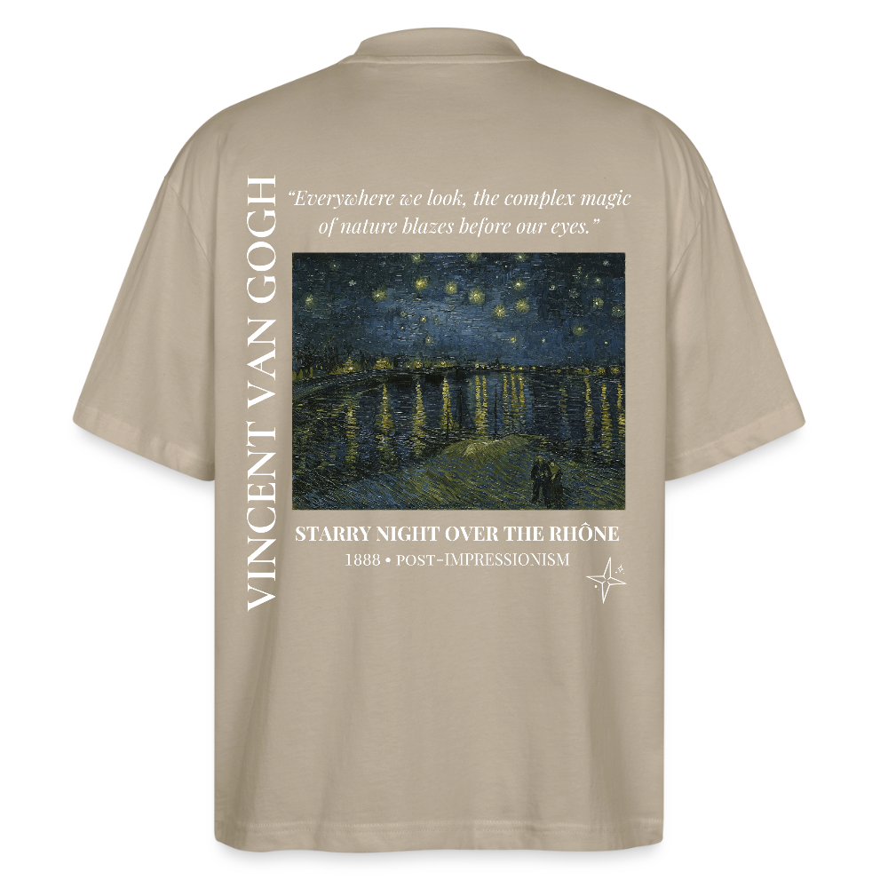 STARRY NIGHT OVER THE RHÔNE Oversized Unisex Organic T-shirt - Dark - stone