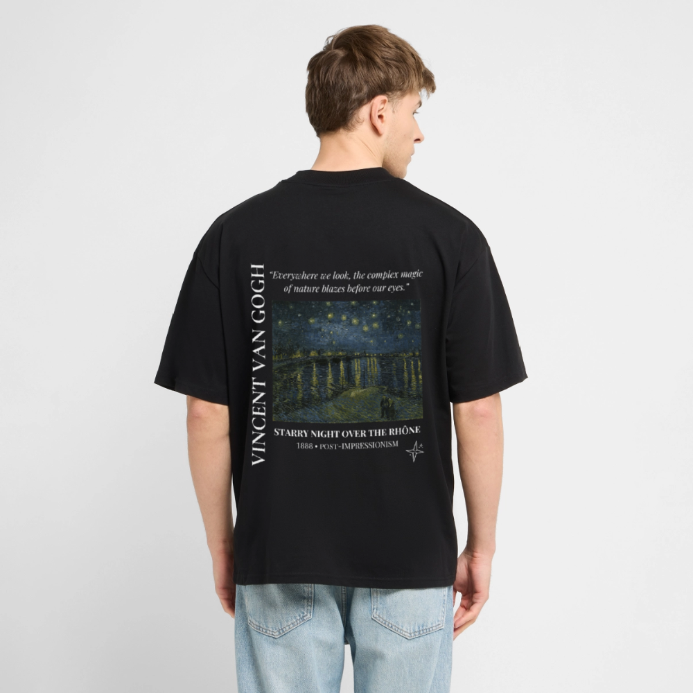 STARRY NIGHT OVER THE RHÔNE Oversized Unisex Organic T-shirt - Dark - black