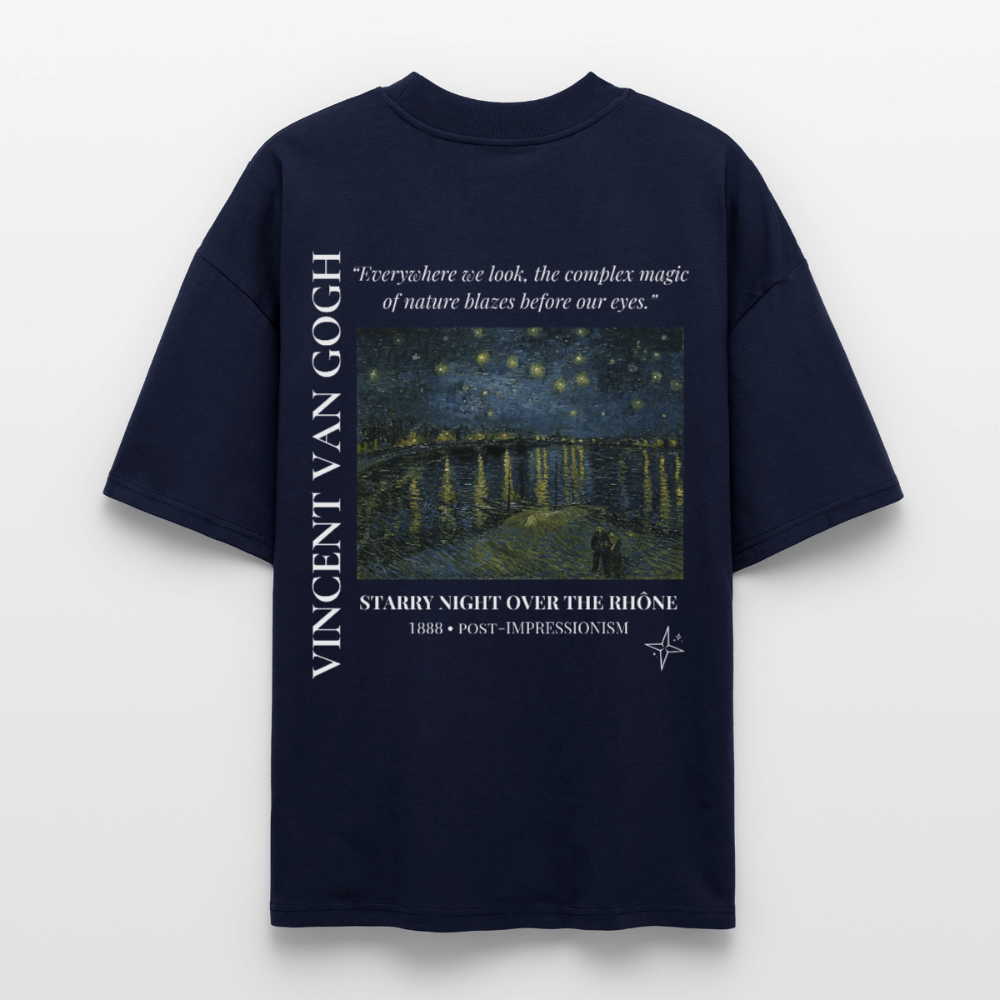 STARRY NIGHT OVER THE RHÔNE Oversized Unisex Organic T-shirt - Dark - navy