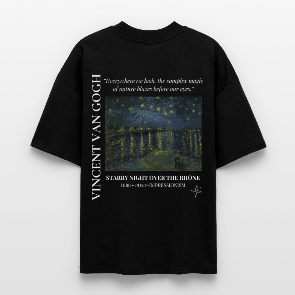 STARRY NIGHT OVER THE RHÔNE Oversized Unisex Organic T-shirt - Dark - black