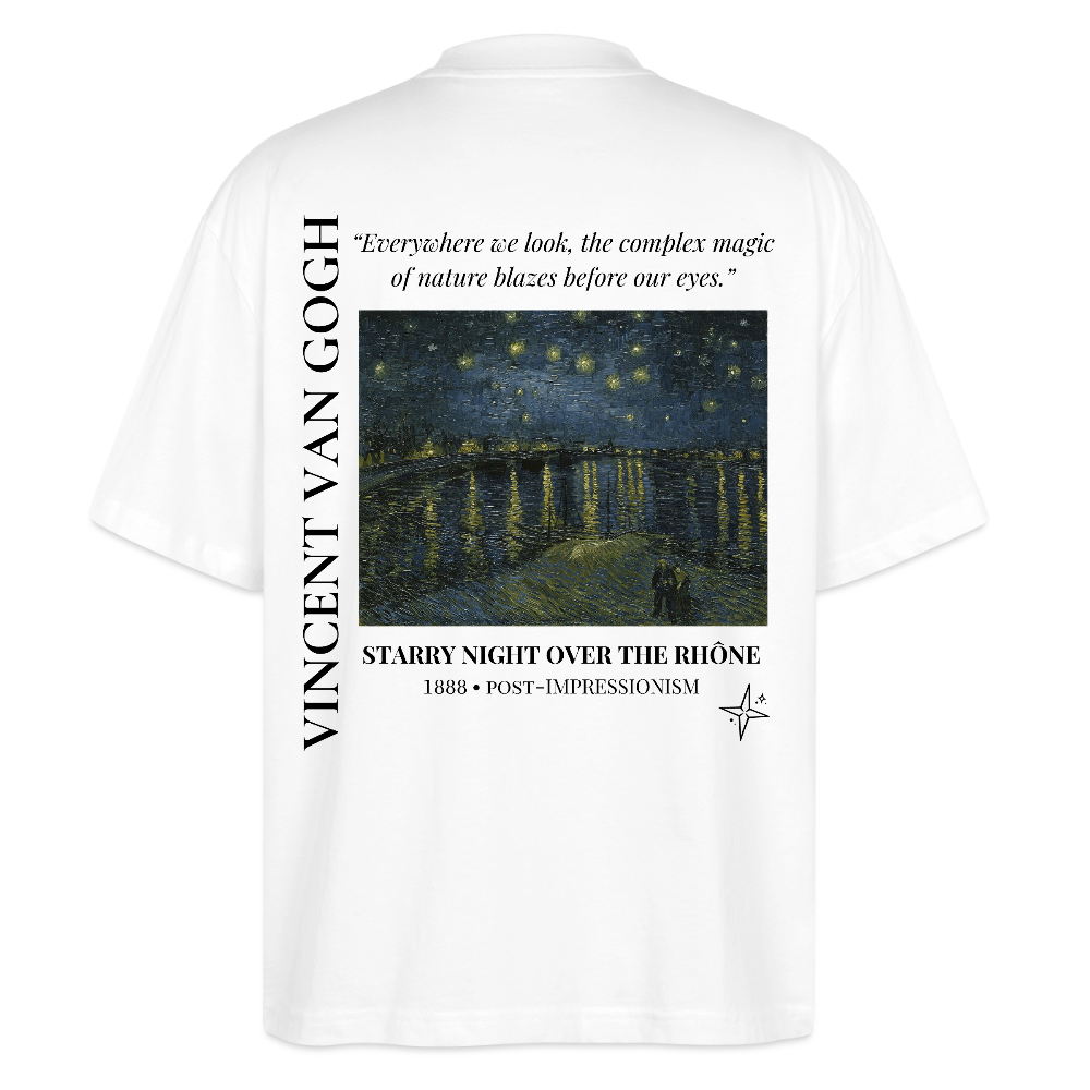 STARRY NIGHT OVER THE RHONE Oversized Unisex Organic T-shirt - Bright - white