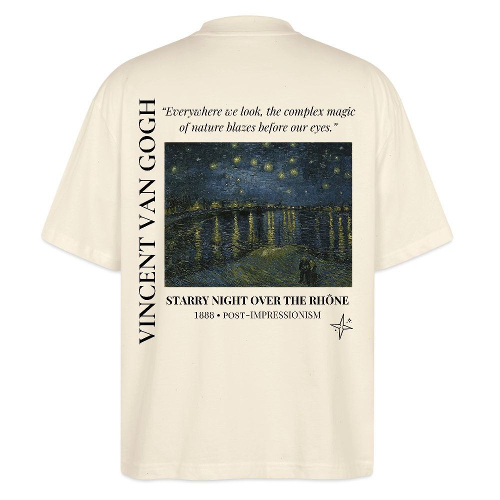 STARRY NIGHT OVER THE RHONE Oversized Unisex Organic T-shirt - Bright - soft Ecru