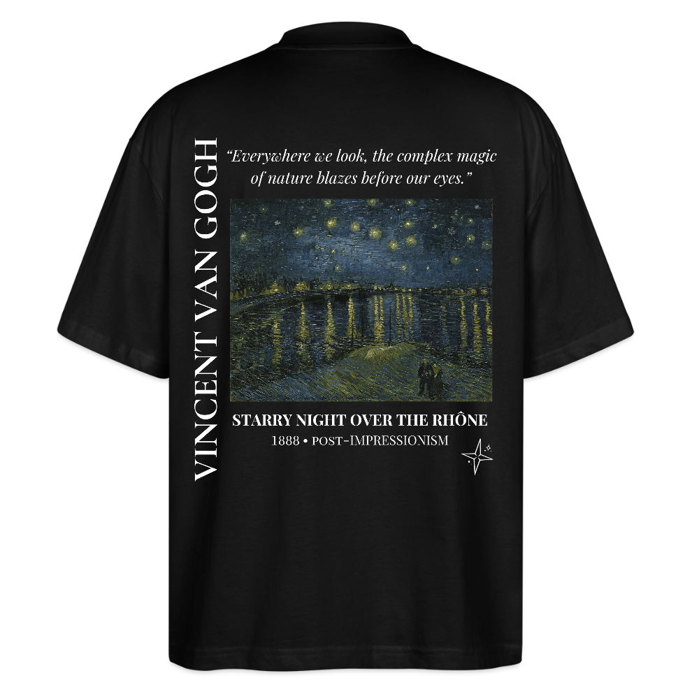 STARRY NIGHT OVER THE RHÔNE Oversized Unisex Organic T-shirt - Dark - black