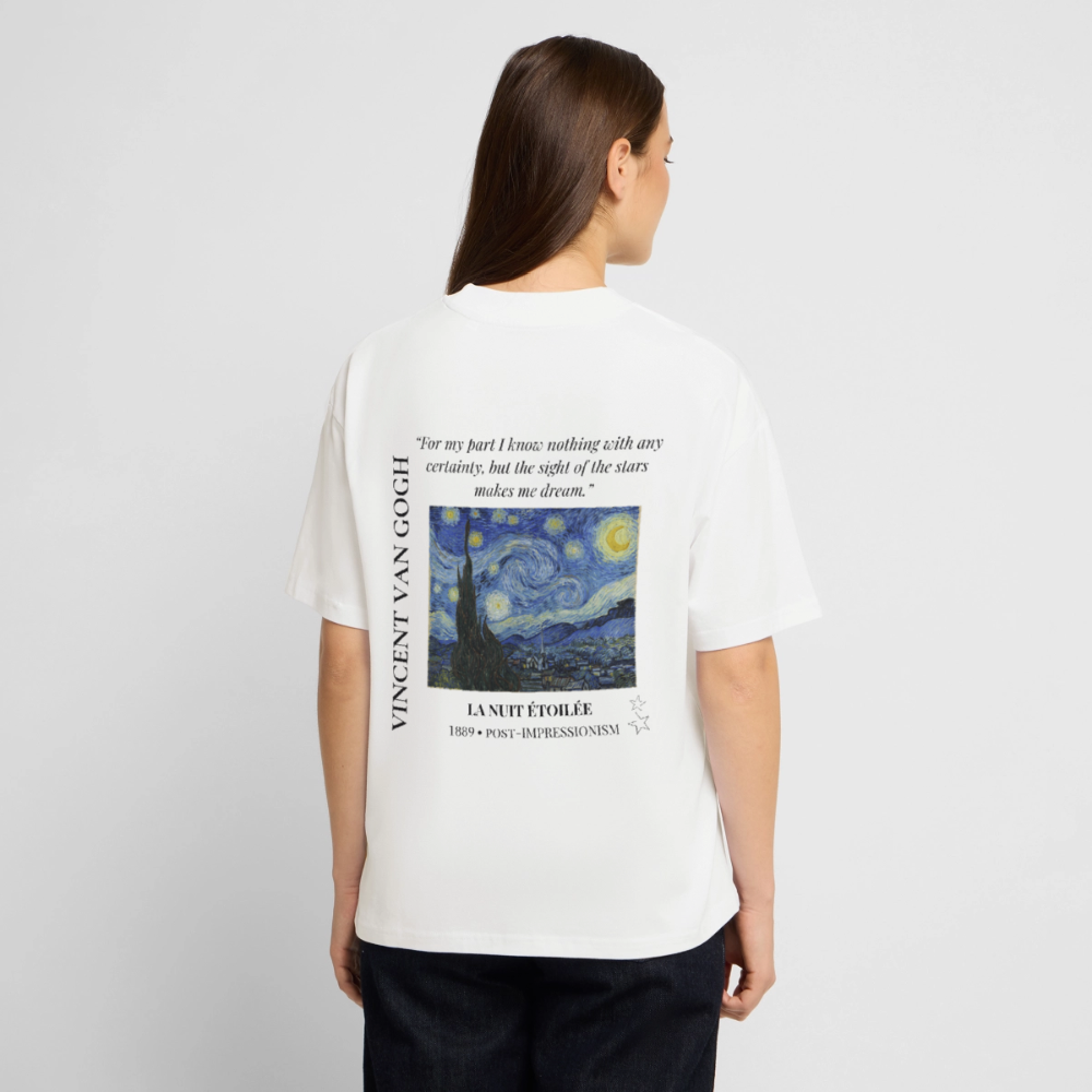 LA NUIT ÉTOILÉE Oversized Unisex Organic T-shirt - Bright - white
