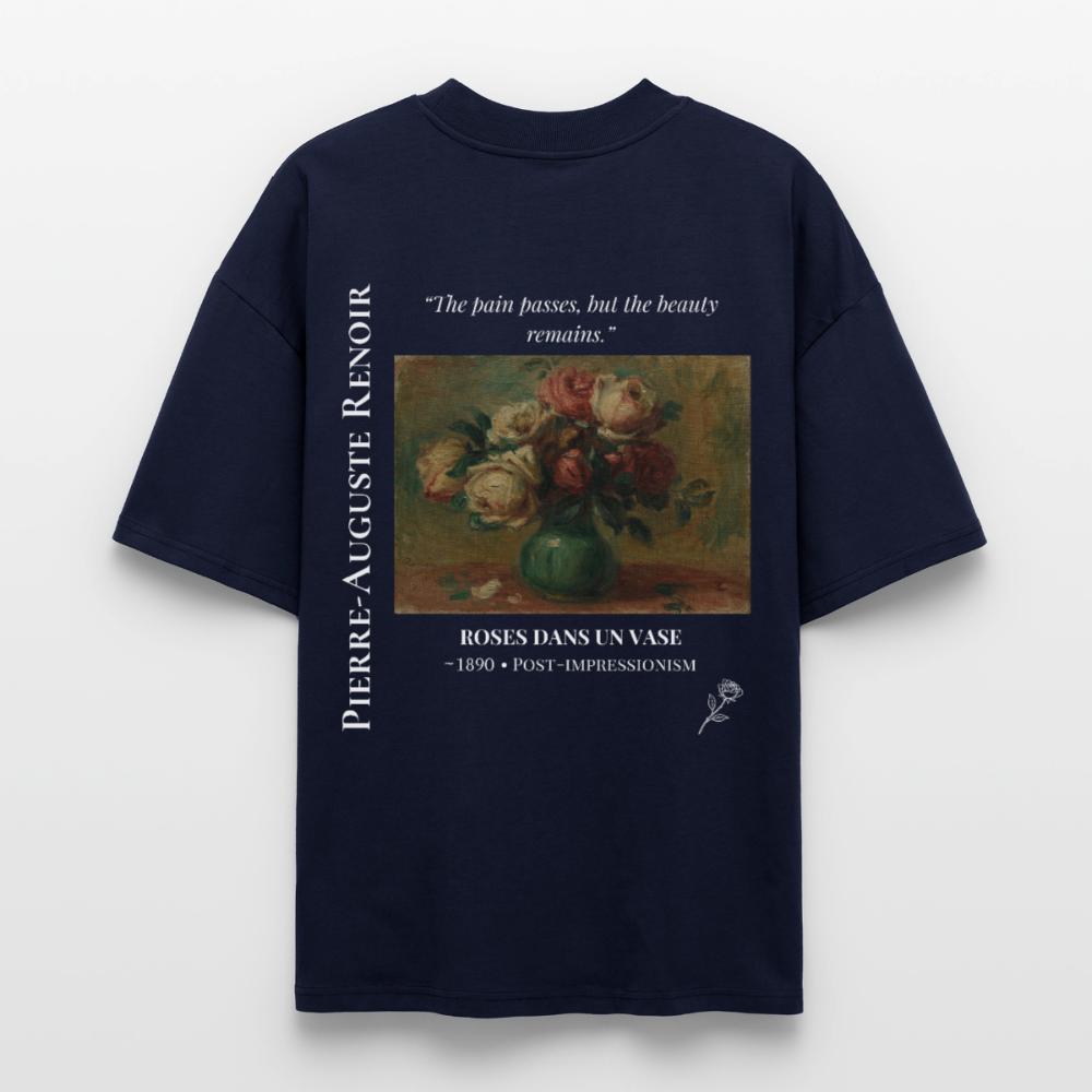 ROSES DANS UN VASE Oversized Unisex Organic T-shirt - Dark - navy