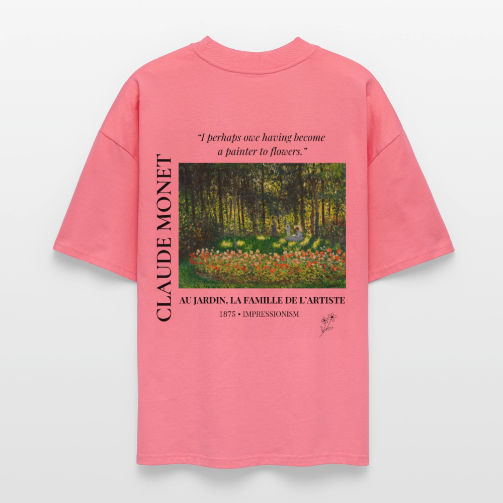 AU JARDIN, LA FAMILLE DE L’ARTISTE Oversized Unisex Organic T-shirt - Bright - Pink 