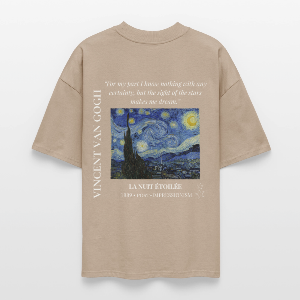 LA NUIT ÉTOILÉE Oversized Unisex Organic T-shirt - Dark - stone