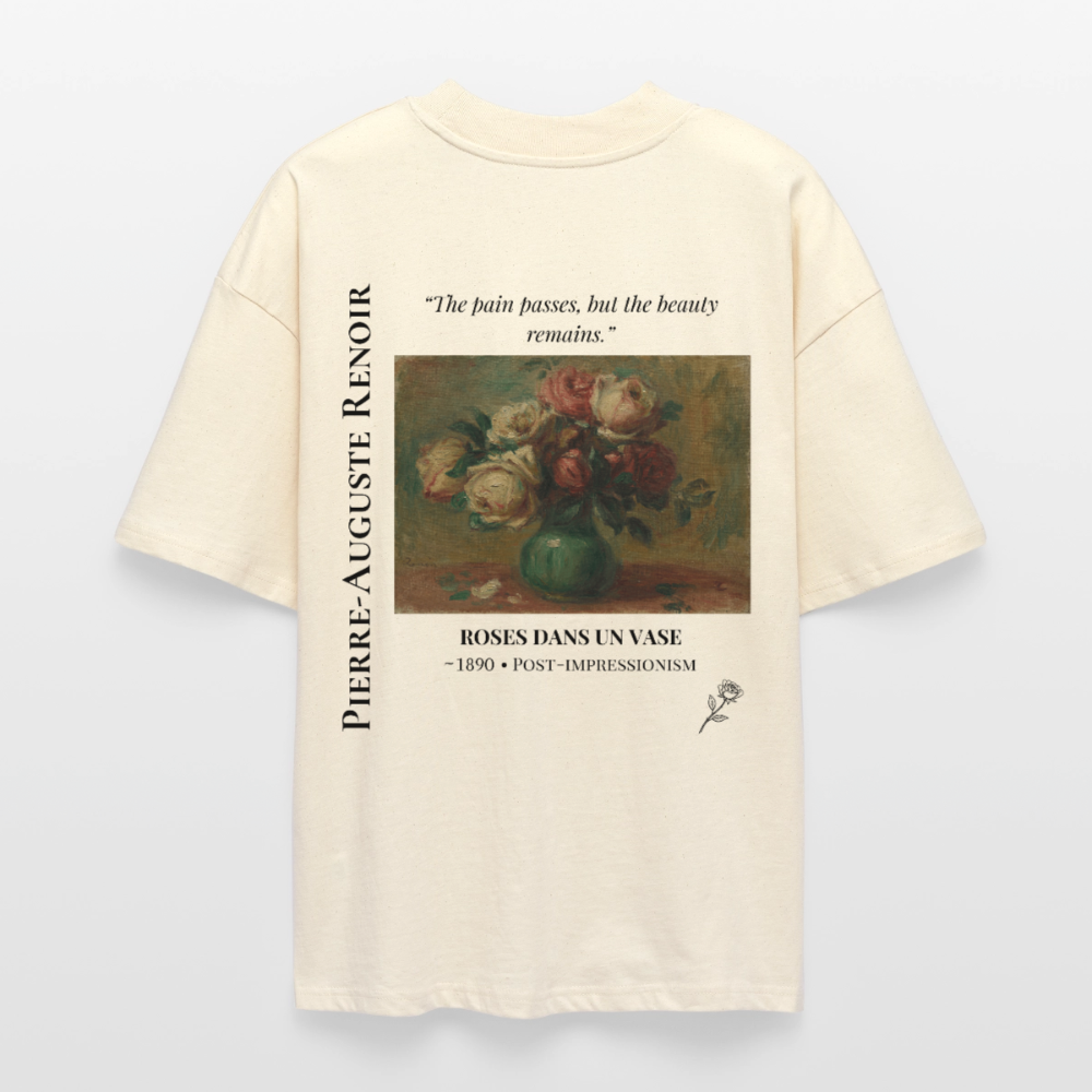 ROSES DANS UN VASE Oversized Unisex Organic T-shirt - Bright - soft Ecru