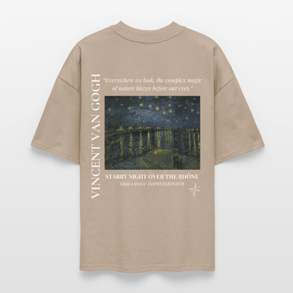 STARRY NIGHT OVER THE RHÔNE Oversized Unisex Organic T-shirt - Dark - stone