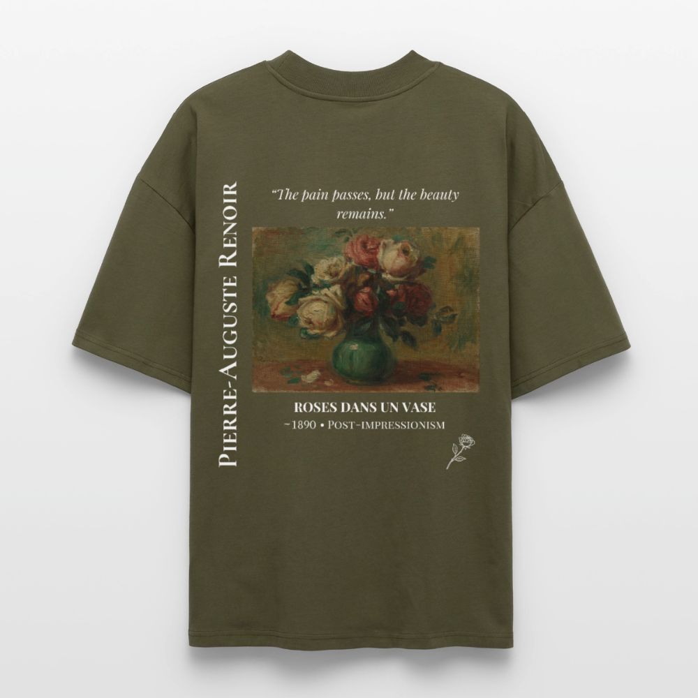 ROSES DANS UN VASE Oversized Unisex Organic T-shirt - Dark - khaki