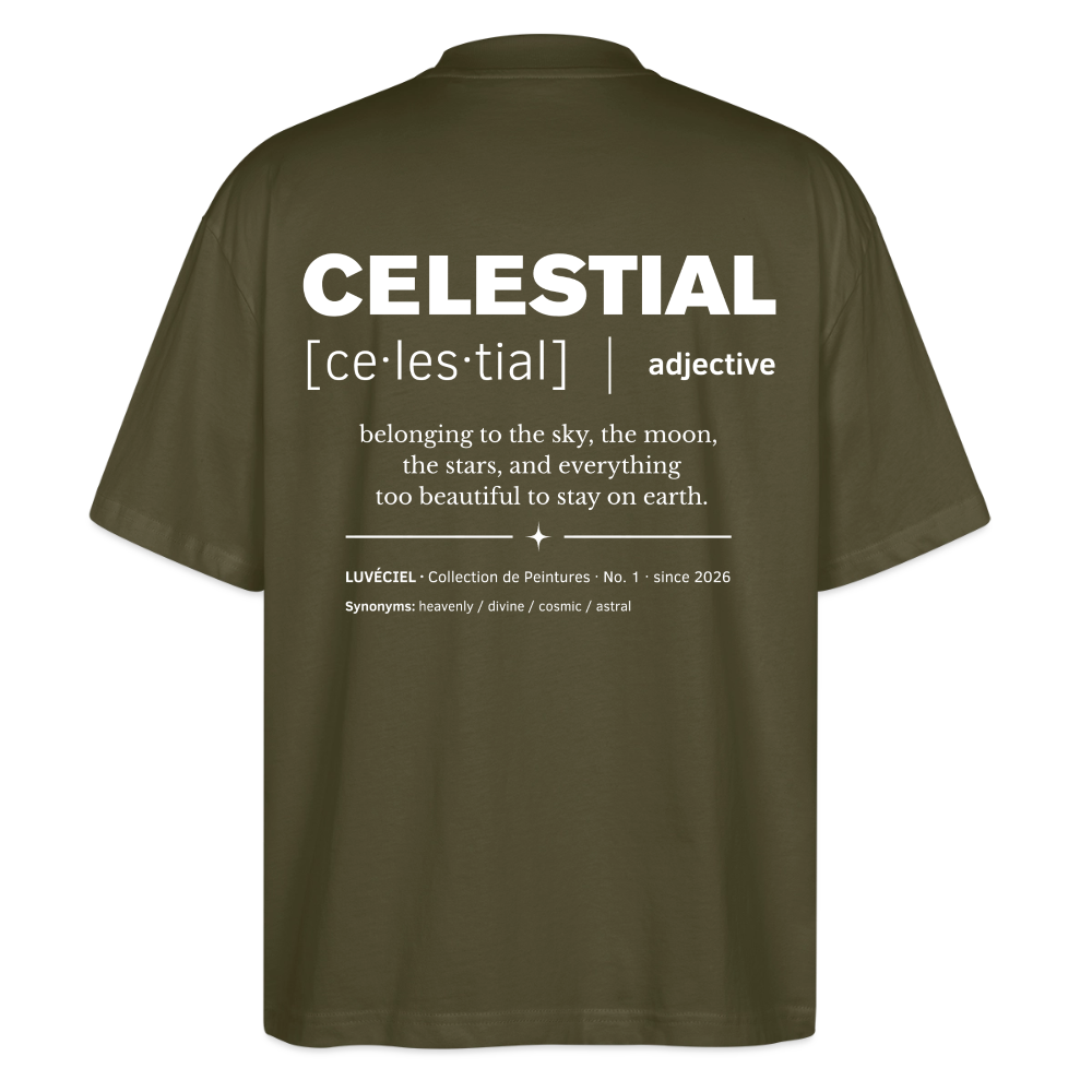 CELESTIAL Oversized Unisex Organic T-shirt - Dark - khaki