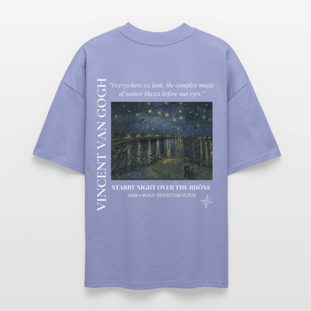 STARRY NIGHT OVER THE RHÔNE Oversized Unisex Organic T-shirt - Dark - violet